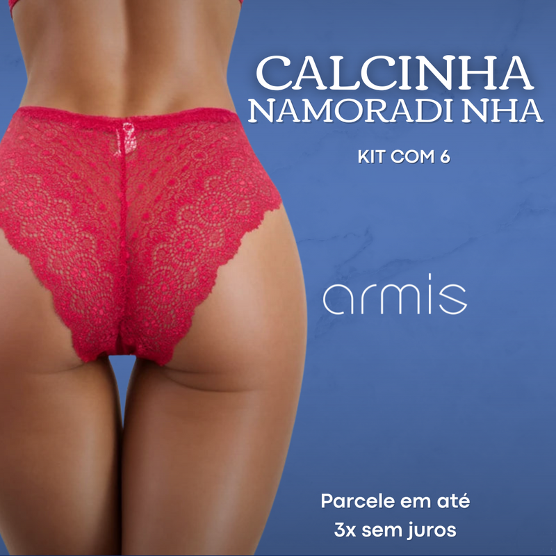 KIT 6 CALCINHAS NAMORADINHA DE RENDA